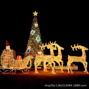 مجموعة من 3 قطع كبيرة ثلاثية الأبعاد على شكل غزلان عيد الميلاد معدنية للزينة الخارجية مع أضواء LED لديكور العطلات في الساحات والحدائق - Product Image 3