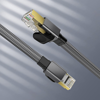 Kabel Ethernet CAT 8 40Gbps 2000MHz lebih cepat dari CAT7/CAT6/CAT5e jaringan Internet SFTP datar CAT8 LAN kabel dengan RJ45 berlapis emas