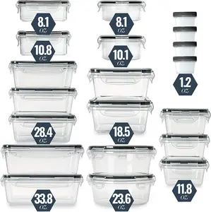 Cuisine 20 pièces en plastique étanche sans BPA pour le stockage des aliments. Préparer les repas. Contenants déjeuner