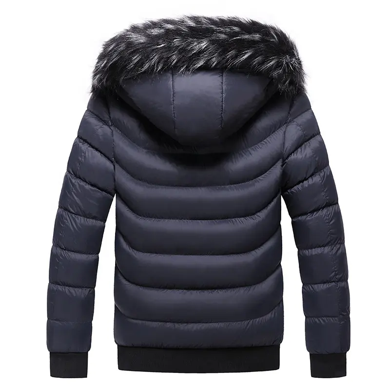 OEM Mens Winter Hooded Quilted Jacket With Fur Collar And Earphone Windproof Hoodie Zipper Down Jacket Coat