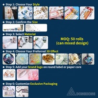 Rouleau d'autocollants en PET mat avec fleurs en relief 3D haut de gamme personnalisées