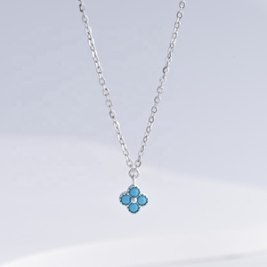 custom plata 925 sterling silver <b>cheap</b> enamel minimalist necklace wholesale designer flower clover pendant necklaces for girls - Product Image 2