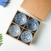 Coffret Cadeau de Bols en Porcelaine Japonaise Bleue et Blanche de 4,5 Pouces pour Mariage, en Céramique, Idéal comme Souvenir – Vente Chaude en Chine