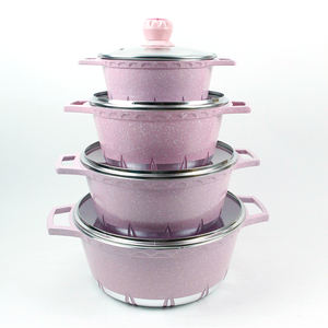 Ensemble de casseroles de cuisine, <span class=keywords><strong>en</strong></span> aluminium moulé, antiadhésif, violet, pinkettes, 6/10 pièces - Product Image 2