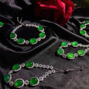 <strong>Silver</strong>-plated <strong>Tibetan</strong> <strong>Silver</strong> Inlaid High-grade Icy Green Chalcedony pink Agate Jade Women's Bracelet Gift <strong>Jewelry</strong> - Product Image 2