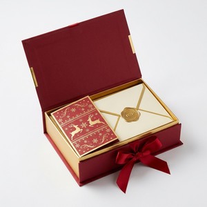 Carte de vœux de Noël et du Nouvel An de luxe en or bordeaux avec logo personnalisé, élégante carte de vœux d'affaires pour les fêtes avec enveloppe - Product Image 6