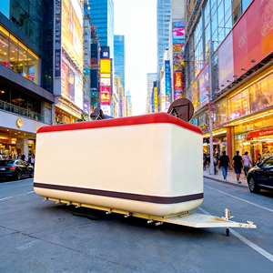 Chariot alimentaire remorquable en acier inoxydable à 2 roues, chariot à snacks, chariot de vente ambulant universel pour crème glacée, vêtements, thé au lait, café, plats épicés - Product Image 2