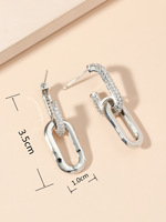 Boucles d'oreilles pendantes géométriques minimalistes en or 18 carats plaqué or, micro-pavées de CZ, à maillons trombone, à deux sections, pour femmes