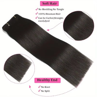 Extensions de cheveux à clips invisibles de haute qualité, cheveux vierges indiens bruts, lisses, brun foncé, à clips invisibles, fournisseur de cheveux vierges