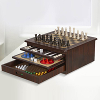 Nouveau design multifonctionnel en bois 15 en 1 ou 10 en 1 jeu d'échecs backgammon ludo vérificateur sanke échelle mancala