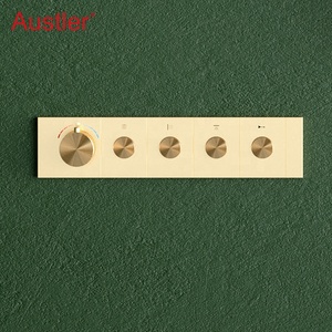 Ensemble de douche thermostatique de luxe en cuivre avec grand jet cascade et pluie, pour hôtel et maison - Product Image 3
