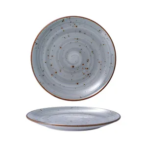 Handcrafted Ceramic Dinner Plates And Bowls Set Tableware Rustic Speckled Crockery Porcelain Set Dinnerware For Restaurant Used