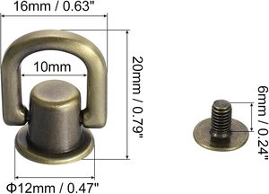 Uxcell - Anillos en D de Metal con Cabeza de Bola y Remaches para Cuero, Manualidades, Bolsos, Zapatos y Accesorios, Color Bronce - Product Image 2