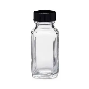 60毫升2盎司小瓶玻璃透明法国方形冷榨果汁瓶玻璃带盖果汁饮料咖啡姜汁糖浆