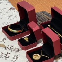Boîte d'emballage de bijoux rouge FANDIJI Source Manufacture, boîte de rangement de luxe pour vos bagues, bracelets, boîtes à bijoux octogonales personnalisées