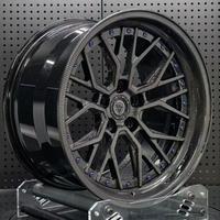 Jantes forgées sur mesure en 2 parties avec lèvre en fibre de carbone, jantes en alliage multi-rayons de 18 à 24 pouces, design rivet bleu pour tuning de voitures de luxe