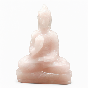 Bouddha en cristal de quartz rose - sculpture artisanale du Bouddha serein et méditant - cristal/reiki/énergie de guérison - 6,5 pouces et - Product Image 2