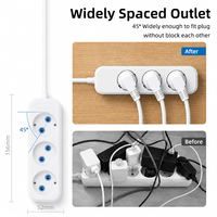 Multiprise PHEIYON 3 prises 10A 2300W, rallonge UE avec prises largement espacées et trous de fixation murale pour hôpitaux et bureaux à domicile