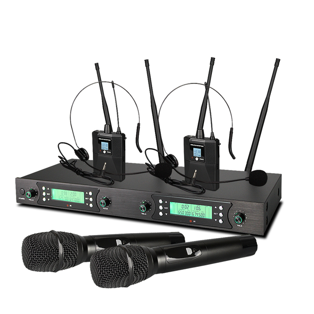 Performance System CE Professional Dynamic Wireless 4-Channel Handheld & Headset Microphone for Stage