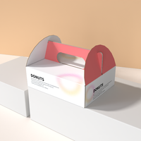 Conception de logo personnalisé Boîte d'emballage de beignets Boîte en carton de papier avec poignée pour la boulangerie Biscuits Gâteau Donuts