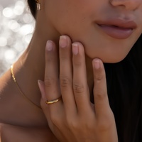 Goldix Damen Titan Edelstahl Einfache Croissant Blank Gold Ring Glossy Thin Classic für Party oder Jubiläums geschenk