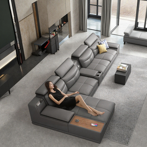 休闲模块化真皮沙发沙发套装豪华卧室家具纸箱沙发舒适耐用深沙发当代现代 - Product Image 3