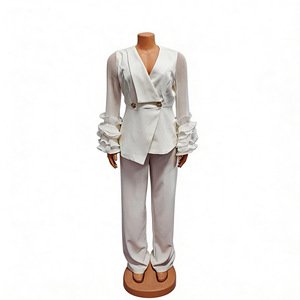 TRFS 26 Nuovo Stile Primavera/Estate Completo Formale da <span class=keywords><strong>Donna</strong></span> Vestibilità Regolare Traspirante in Poliestere Tessuto <span class=keywords><strong>Blazer</strong></span> a Maniche Lunghe con Applicazioni in Pizzo - Product Image 5