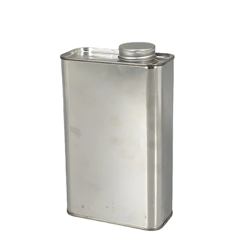 F-style 1L kaleng logam dengan plastik/tutup sekrup digunakan untuk kemasan mesin minyak/minyak makanan/lem