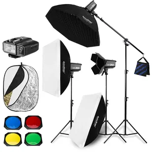 1800W Godox DP600 II 3x 600Ws Photo Studio Flash Lighting Soft box Studio Boo m Arm Top Light Stand