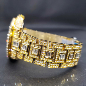 Montre de luxe pour homme MISSFOX en or 18 carats, avec diamants, date et jour, mouvement à quartz, livraison directe - Product Image 3