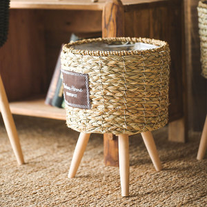 Panier à fleurs en paille tressée, support de plante en rotin, fait main, décoration de salon et de balcon, conteneur pour plantes vertes, pot à bonsaï - Product Image 2