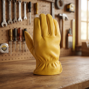 Gants de travail en cuir de daim imperméables et thermiques de qualité supérieure OEM pour l'hiver, haute visibilité, doublés pour la construction - Product Image 3