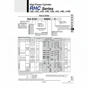 Cilindro de alta potencia de SMC Pneumatics, piezas neumáticas de RHCL50-910 - Product Image 1