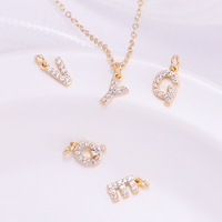 Pendentif lettre initiale plaqué laiton Zircon collier sans ternissement pendentif breloques or pierre précieuse zircon cubique super blanc 18K fête