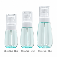 Flacon pulvérisateur à fine brume en PET personnalisé de 50 ml, 60 ml, 100 ml avec col de 20 mm, emballage cosmétique rechargeable pour tonique facial et soins de la peau