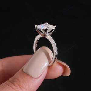 Bagues en moissanite à prix réduit pour femmes, fiançailles, argent 925, moissanite VVS, coupe princesse, diamant moissanite, bagues pour femmes - Product Image 3