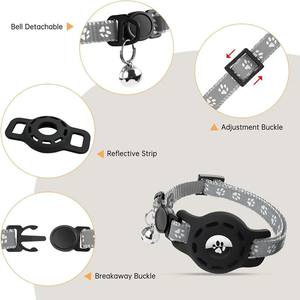 Collier réfléchissant pour chat avec boucle de sécurité et support étanche pour <span class=keywords><strong>Airtag</strong></span> - Product Image 2