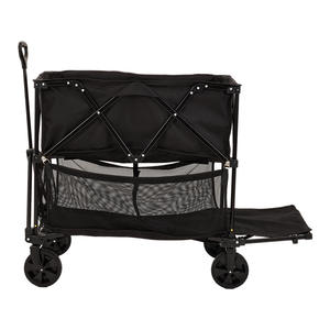 Camping Cart <b>Folding</b> Four-Wheel Metal 600D Oxford Cloth 150kg Load Capacity Compact Outdoor <b>Shopping</b> <b>Trolley</b> Black - Product Image 2