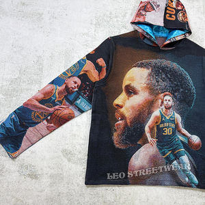 Felpa con Cappuccio in Tessuto Tapisserie all'Ingrosso, Miglior Design Ispirato alle Maglie da <span class=keywords><strong>Basket</strong></span>, Felpa Oversize da Uomo - Product Image 3