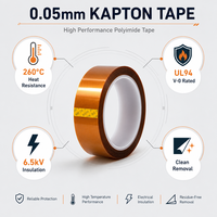 Cinta Aislante de Poliimida PI de 0.05mm con Adhesivo de Silicona, Color Ámbar, UL94 V-0, para PCB, Soldadura por Ola, Enmascaramiento de Motores y Transformadores