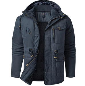 Veste d'hiver chaude en laine à capuche pour homme, taille plus, avec plusieurs poches, veste décontractée pour la chaleur et le confort - Product Image 4