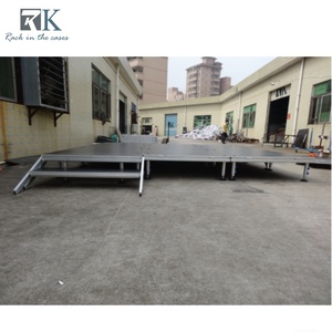 เวทีพกพาขนาด 4'x4' แบบพับได้ แข็งแรง ทนทาน ปรับระดับได้ ทำจากอลูมิเนียม พร้อมบันได ขาย - Product Image 3