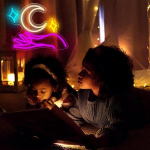 Moon <b>Star</b> Letreros Neon <b>LED</b> indoor hanging ambient <b>light</b> shop sign wall decoration <b>light</b> entrance indicator <b>light</b> luminous sign - Product Image 5
