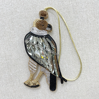 PH121 Nouveauté Patch Aigle en Strass Fait Main, Appliques Aigle et Perroquet de Luxe Scintillantes, Breloque de Sac avec Anneau de Suspension