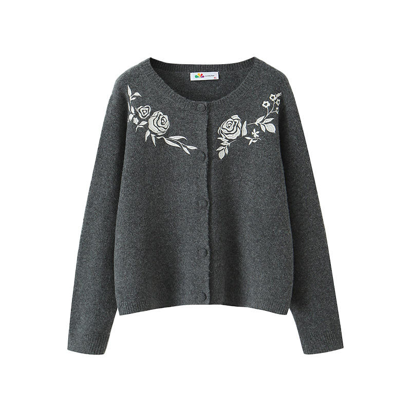 เสื้อคาร์ดิแกนถักสีเทาเข้ม