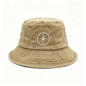 Sombrero de Pescador de Algodón Lavado con Bordado de Brújula, Protección UV, Estilo Vintage Desgastado, para Exteriores, Unisex, Varios Colores - Product Image 3