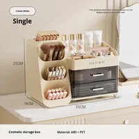 Boîte de rangement de bureau rectangulaire moderne pour cosmétiques et animaux de compagnie, 2 couches, multifonctionnelle, préservant la fraîcheur, anti-poussière, organiseur 1-3L