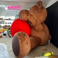 Ballon gonflable géant en forme de cœur d'ours en peluche de 3 m pour vitrine de magasin ou fête, ours en peluche gonflable avec décor de cœur