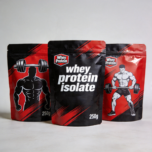 Bolsa Doypack Personalizada, Resistente a la Humedad y al Calor, para Proteína de Suero Aislada, Negra Mate, con Cierre Hermético, Empaque de Mylar - Product Image 1