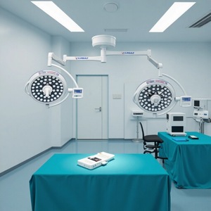 Lámpara LED sin sombras para quirófano de 150W con certificación CE, luz quirúrgica de doble cabezal para uso en hospitales veterinarios - Product Image 1